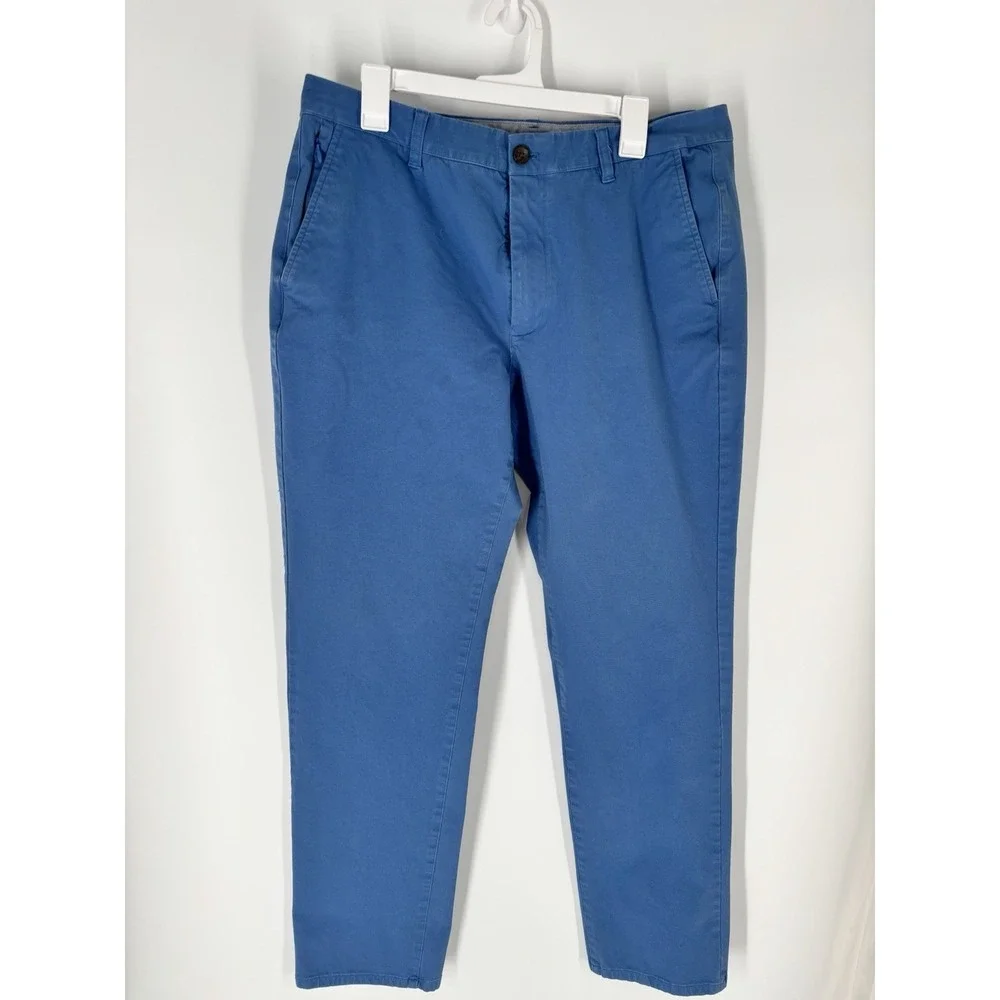 Bonobos Mens Chino Pants 36 X 31 Flat Front Slim Fit Stretch Blue Preppy Office